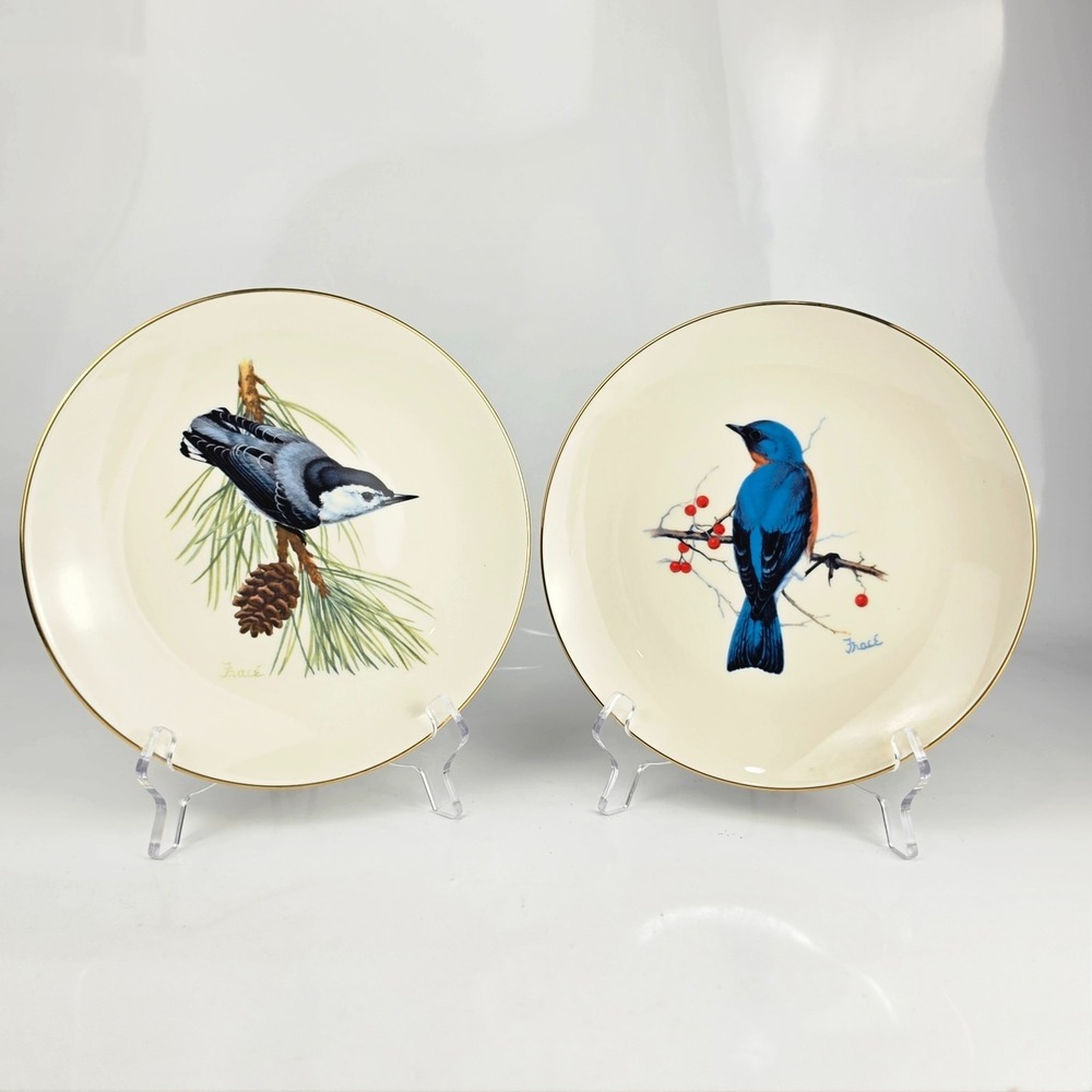 National Wildlife Federation‎ Bluebird Nuthatch Plates 1986 Tracé Belcrest Pair